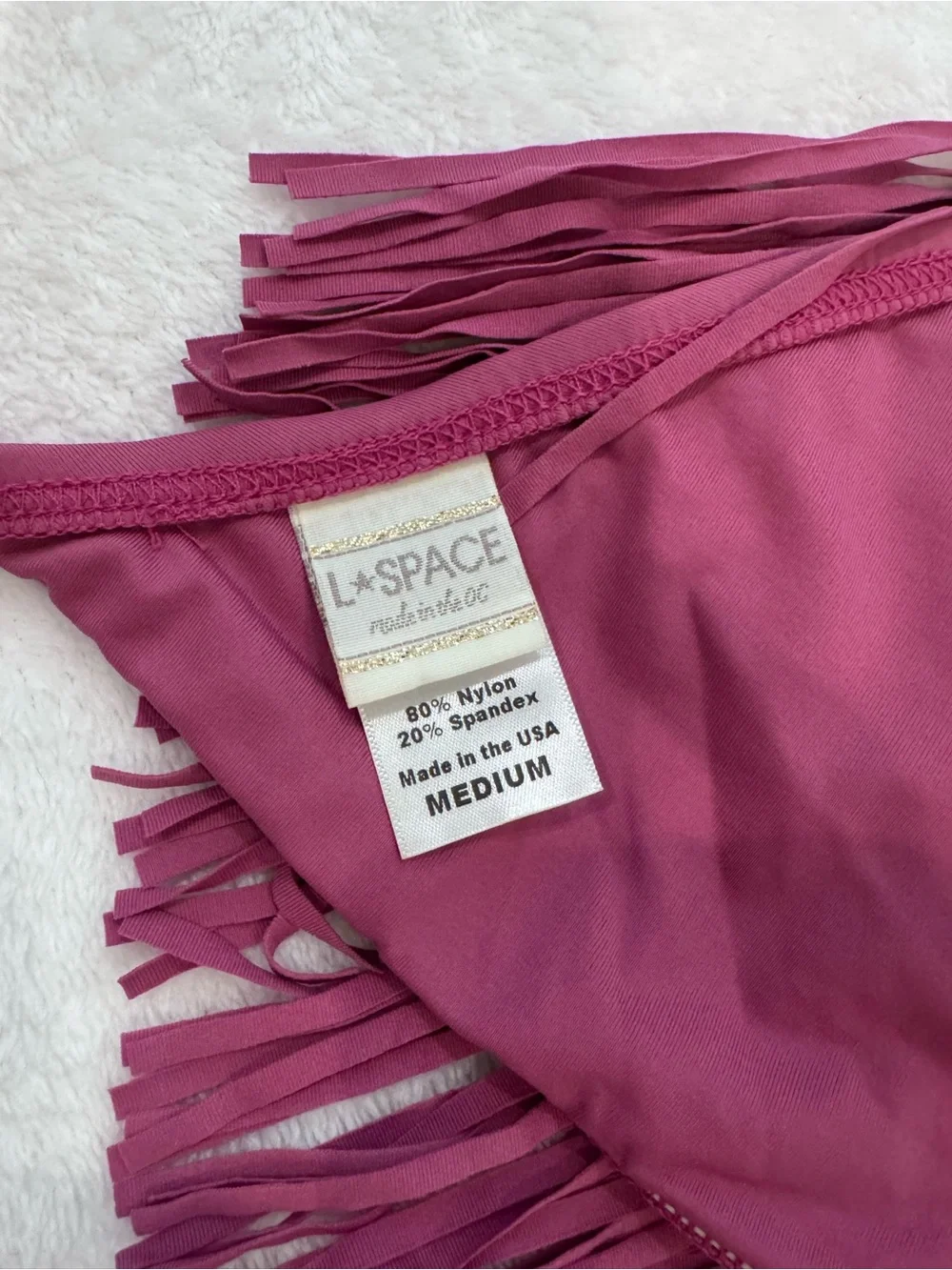 Preowned lspace bikini fringe top sz small and bottom sz medium